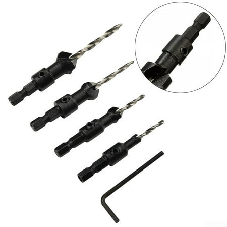 4x Countersink Drill Bits Set Counter Sink-Bits For Wood High-Speed Steel Tool